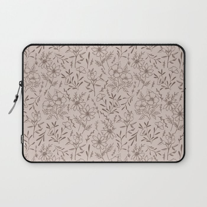 Pink Flower Pattern Laptop Sleeve Gallery Image 1
