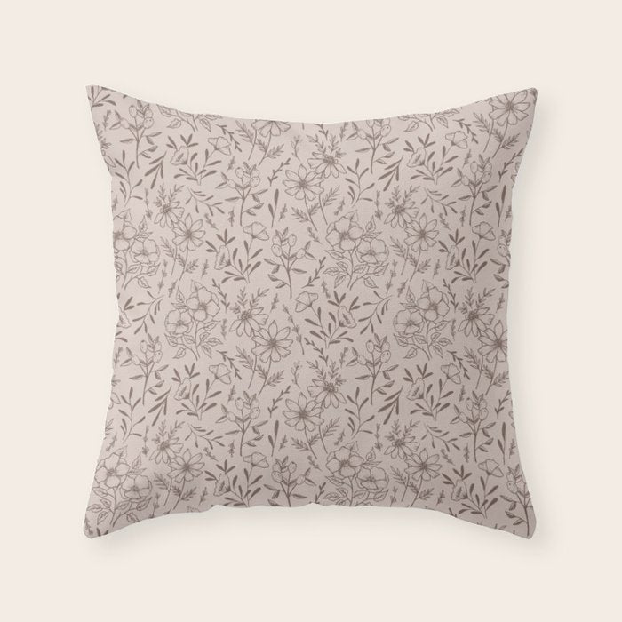 Pink Flower Pattern Throw Pillow Gallery Image 6