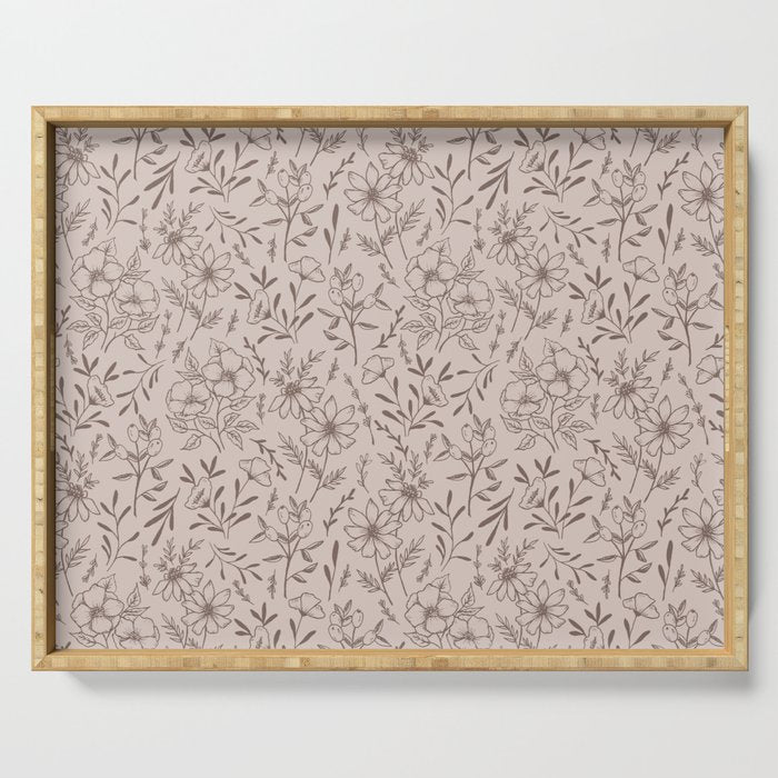 Pink Flower Pattern Serving Tray Gallery Image 1