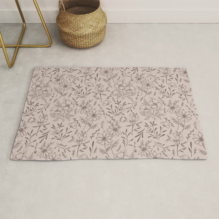 Pink Flower Pattern Rug Gallery Image 1