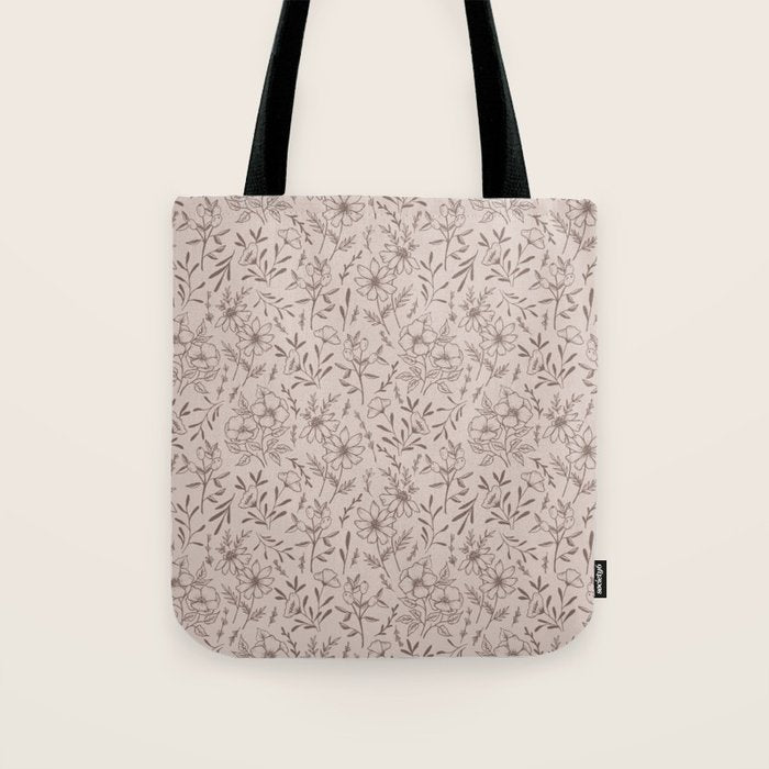 Pink Flower Pattern Tote Bag Gallery Image 1