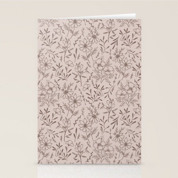 Pink Flower Pattern Stationery Card Gallery Image 2