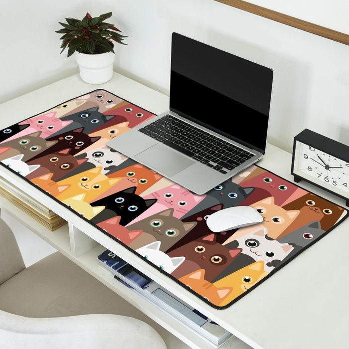 Cats Pattern Desk Mat Gallery Image 2
