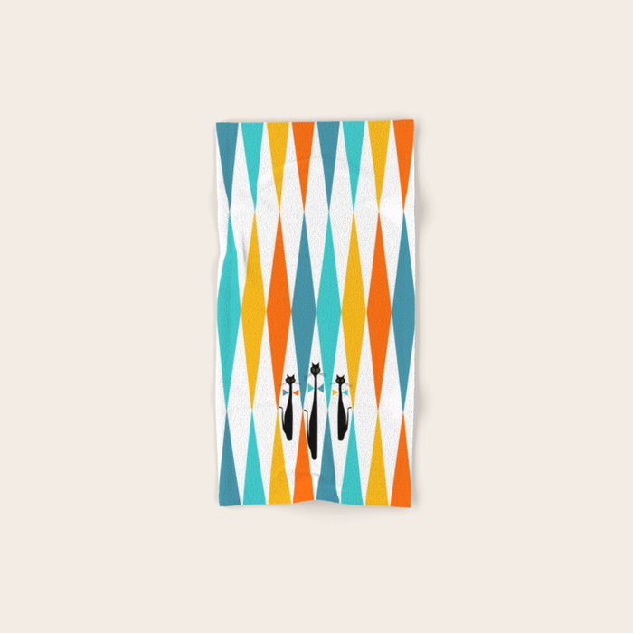 MidCentury Modern Art 10 Jester Cats Bath Towel Gallery Image 1