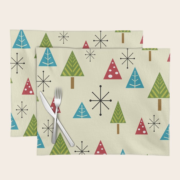 Mid Century Modern Christmas Trees Placemat Gallery Image 1
