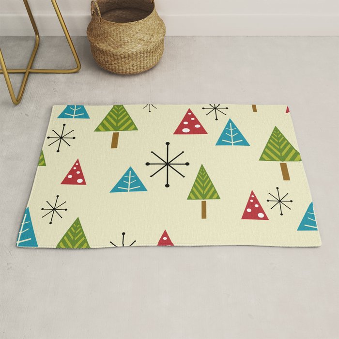Mid Century Modern Christmas Trees Rug Gallery Image 1