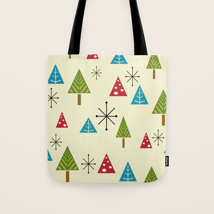 Mid Century Modern Christmas Trees Tote Bag Gallery Image 1