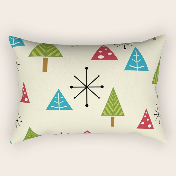 Mid Century Modern Christmas Trees Rectangular Pillow Gallery Image 2