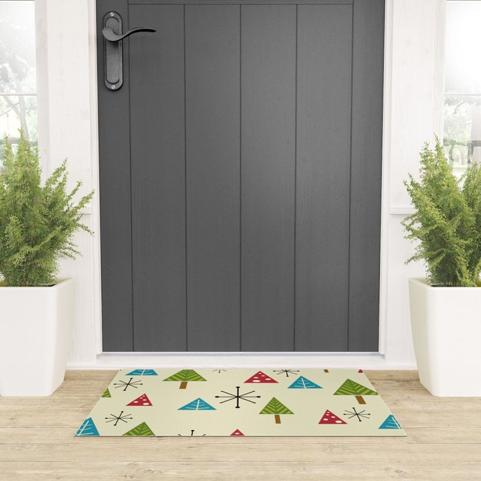 Mid Century Modern Christmas Trees Welcome Mat Gallery Image 3
