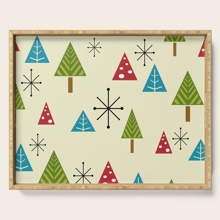 Mid Century Modern Christmas Trees Serving Tray Gallery Image 1