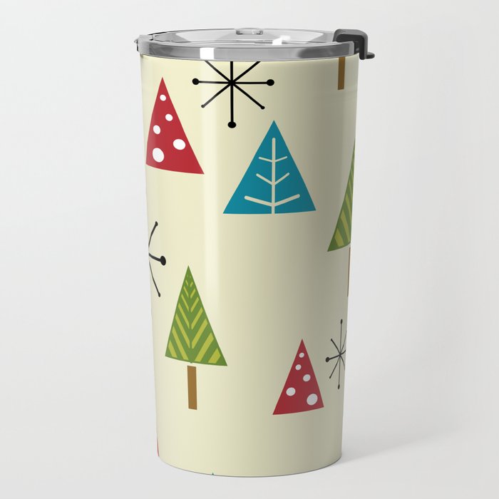 Mid Century Modern Christmas Trees Travel Mug Gallery Image 2