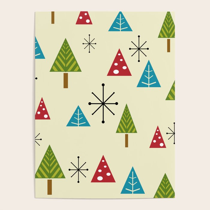 Mid Century Modern Christmas Trees Poster Gallery Image 1