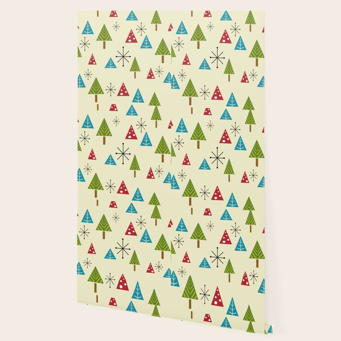 Mid Century Modern Christmas Trees Wallpaper Gallery Image 2
