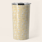 Small Block Print Floral - Butter Travel Mug Gallery Image 1