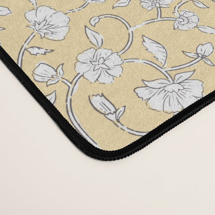 Small Block Print Floral - Butter Desk Mat Gallery Image 4