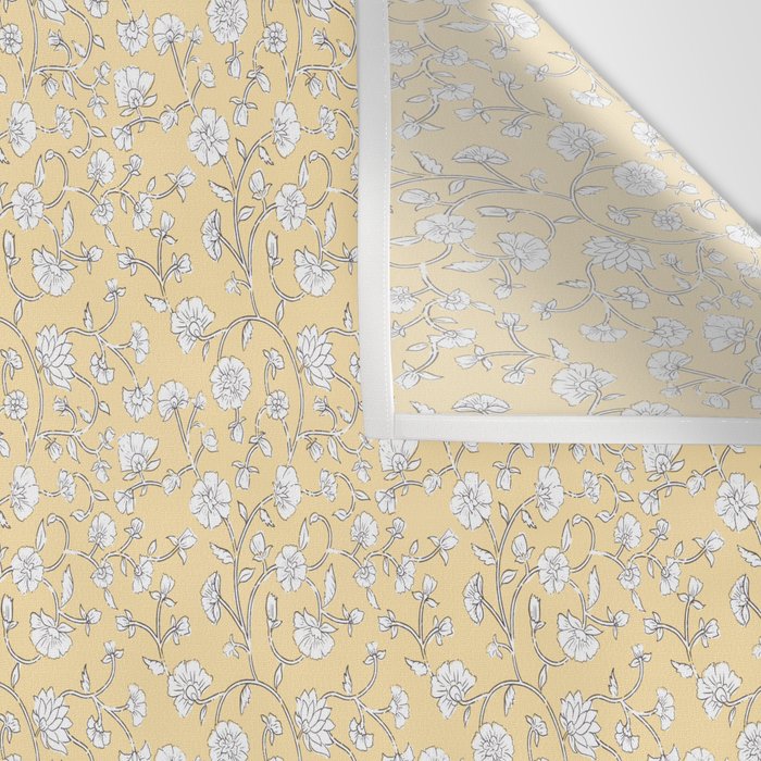 Small Block Print Floral - Butter Wall Tapestry Gallery Image 3