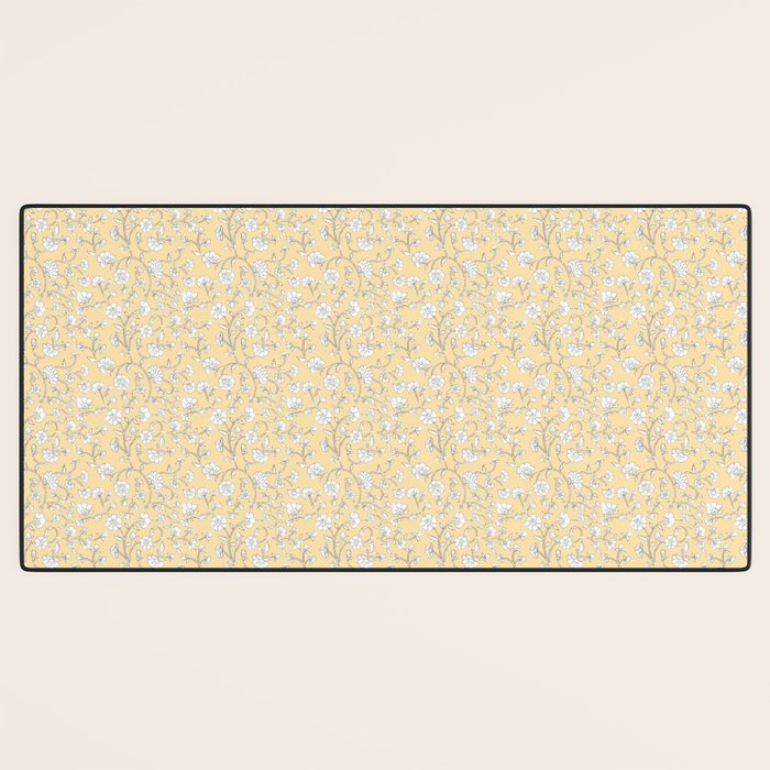 Small Block Print Floral - Butter Desk Mat Gallery Image 3