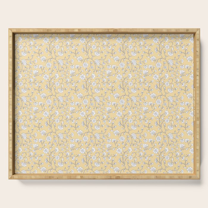 Small Block Print Floral - Butter Serving Tray Gallery Image 1