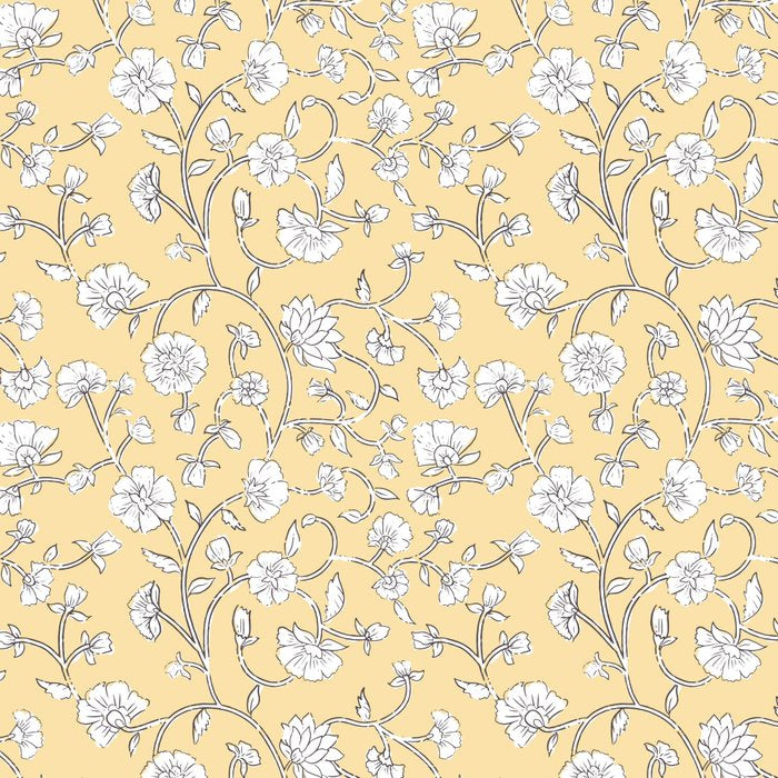 Small Block Print Floral - Butter Coffee Mug Gallery Image 2