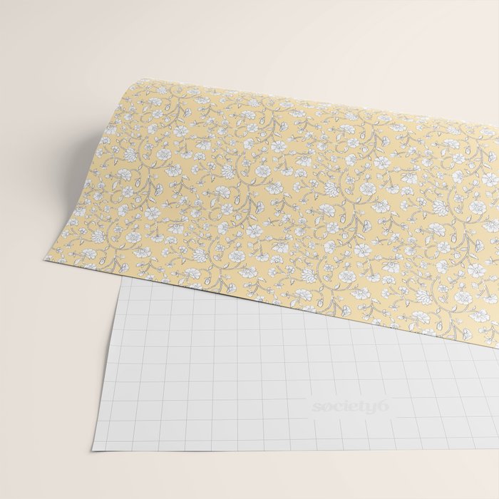 Small Block Print Floral - Butter Wrapping Paper Gallery Image 2