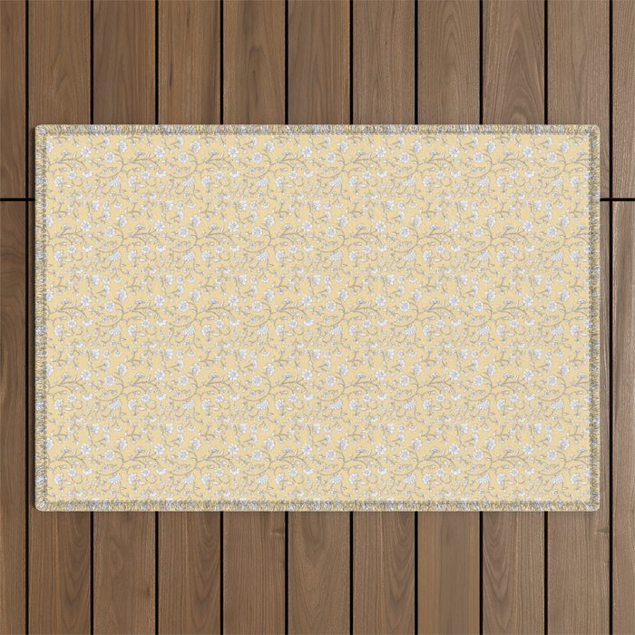 Small Block Print Floral - Butter Outdoor Rug Gallery Image 1
