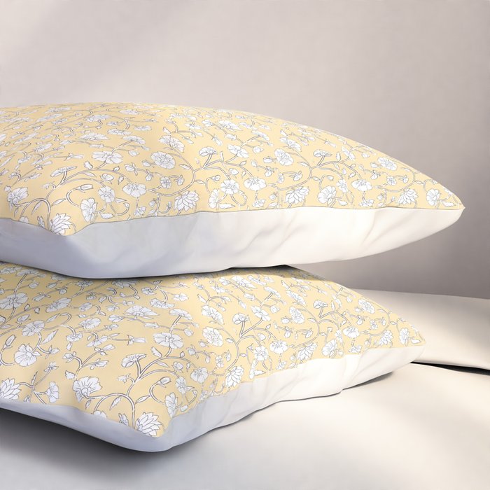 Small Block Print Floral - Butter Pillow Sham Gallery Image 3