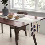 Modern, Boho, Floral Prints, Beige, Gray and White Table Runner Gallery Image 2