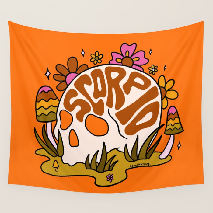 Scorpio Skull Wall Tapestry Gallery Image 4
