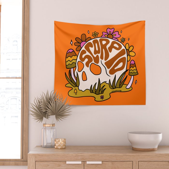 Scorpio Skull Wall Tapestry Gallery Image 2