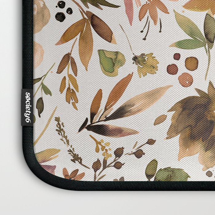 Harvest 2025 Artistic Autumn Floral Leaves Brown Laptop Sleeve Gallery Image 3