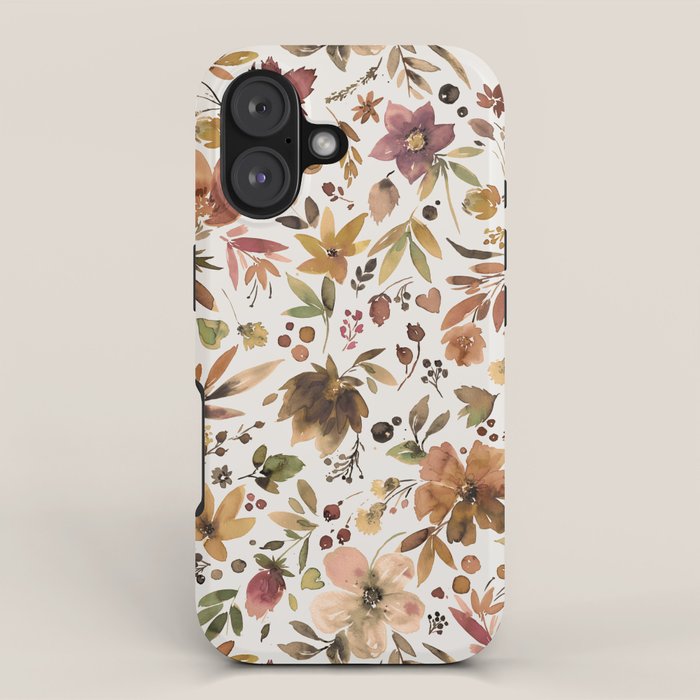 Harvest 2025 Artistic Autumn Floral Leaves Brown iPhone Case Gallery Image 1
