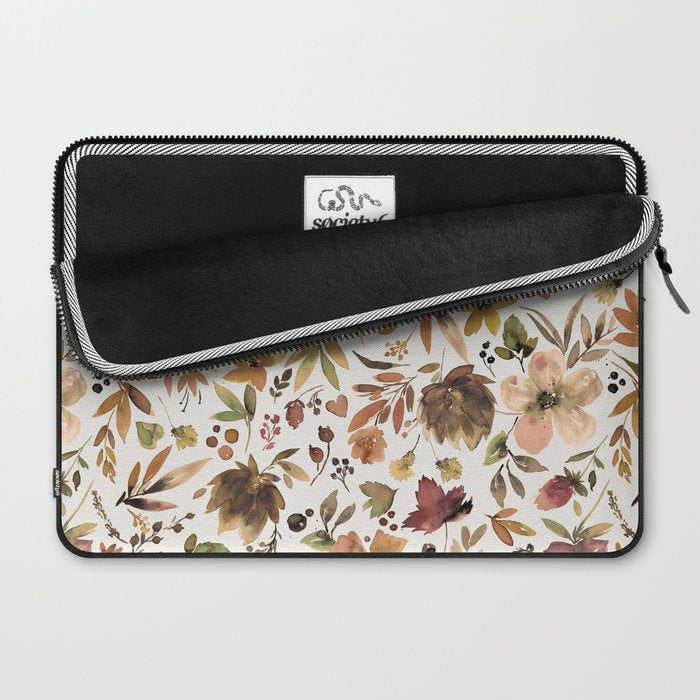 Harvest 2025 Artistic Autumn Floral Leaves Brown Laptop Sleeve Gallery Image 2