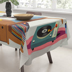 Retro black cat & record player Tablecloth Gallery Image 3