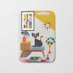 Retro black cat & record player Bath Mat Gallery Image 1