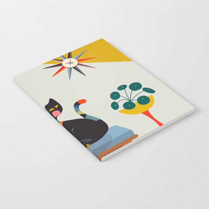 Retro black cat & record player Notebook Gallery Image 2