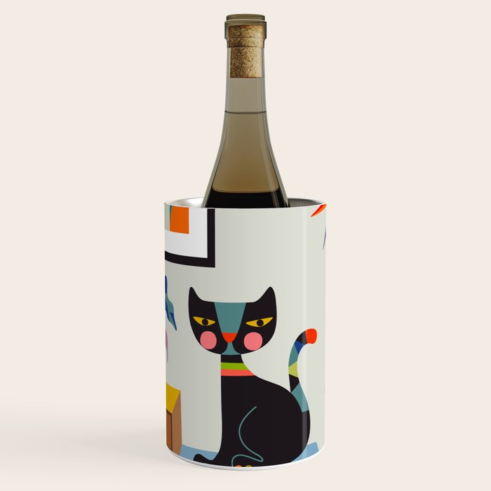 Retro black cat & record player Wine Chiller Gallery Image 1
