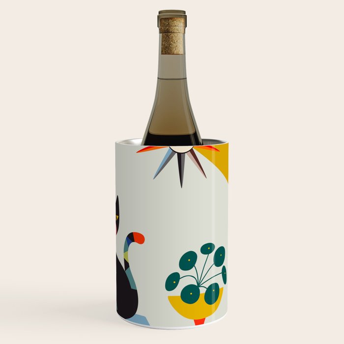 Retro black cat & record player Wine Chiller Gallery Image 3