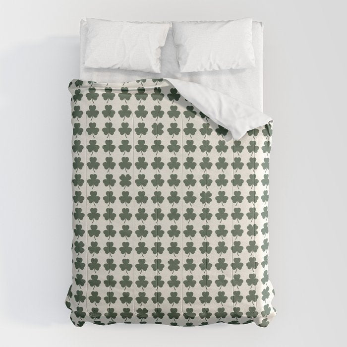 Clovers XXXVIII Dark Green Botanical Pattern Comforter Gallery Image 1