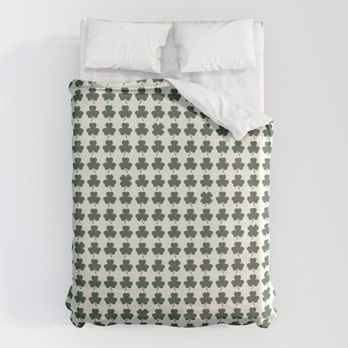 Clovers XXXVIII Dark Green Botanical Pattern Duvet Cover Gallery Image 6