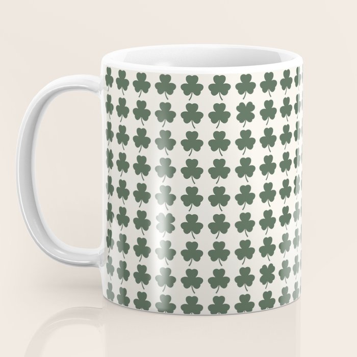 Clovers XXXVIII Dark Green Botanical Pattern Coffee Mug Gallery Image 3
