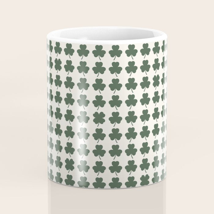 Clovers XXXVIII Dark Green Botanical Pattern Coffee Mug Gallery Image 4