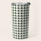 Clovers XXXVIII Dark Green Botanical Pattern Travel Mug Gallery Image 2