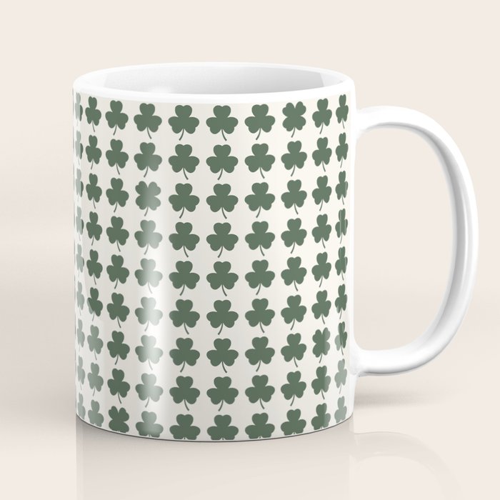 Clovers XXXVIII Dark Green Botanical Pattern Coffee Mug Gallery Image 1