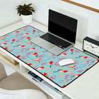 Cute red Robin birds and berries blue winter Desk Mat Gallery Image 2