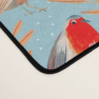 Cute red Robin birds and berries blue winter Desk Mat Gallery Image 4