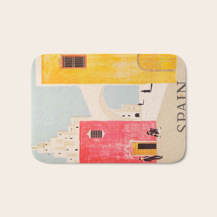 Spain Vintage Travel Poster Mid Century Minimalist Art Bath Mat Gallery Image 1