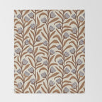 Bellflower Pattern / Brown, Ivory & Grey Throw Blanket Gallery Image 2