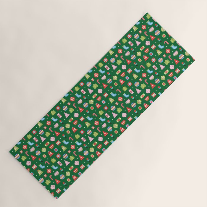 Merry & Bright Christmas | Green Yoga Mat Gallery Image 1