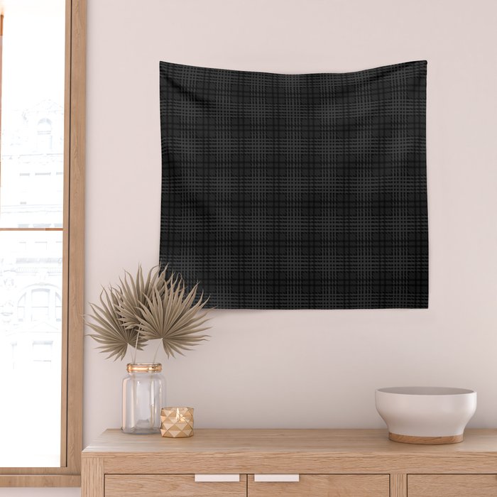 grey and black plaid Wall Tapestry Gallery Image 2