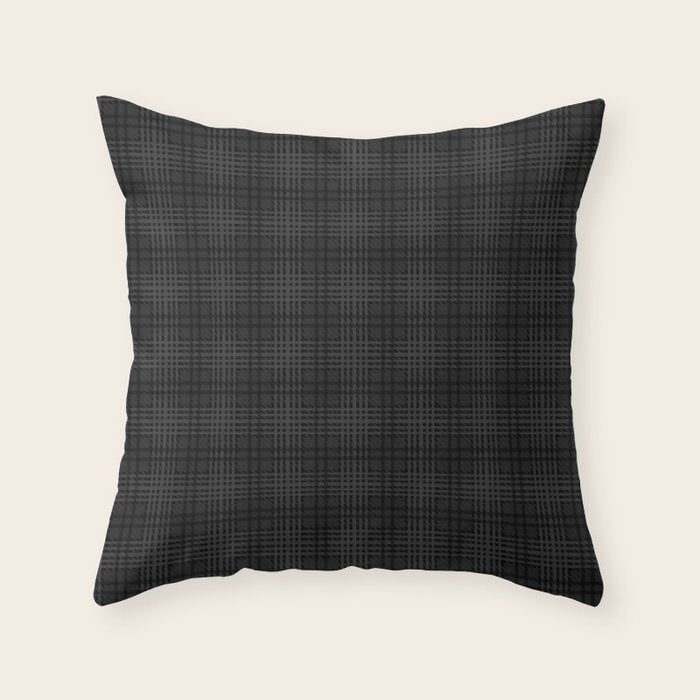 grey and black plaid Throw Pillow Gallery Image 1